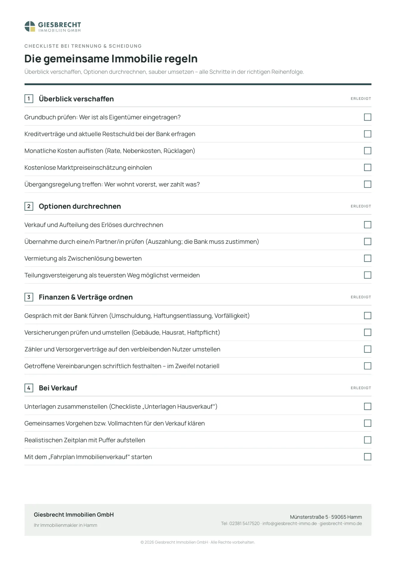 Vorschau: Checkliste Trennung & Scheidung