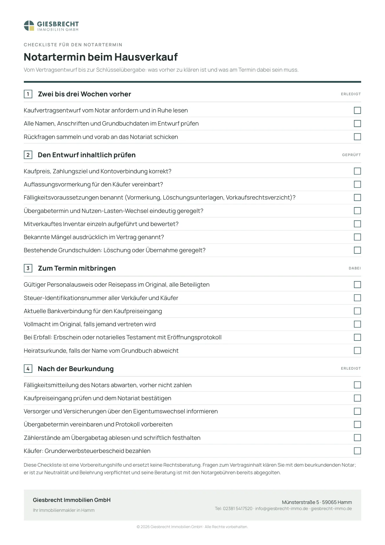 Vorschau: Checkliste Notartermin
