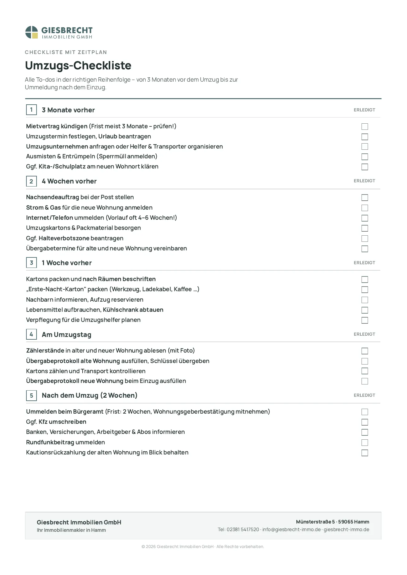 Vorschau: Checkliste Umzug