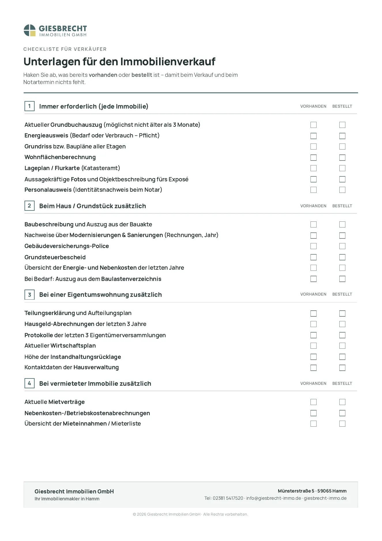 Vorschau: Unterlagen Hausverkauf