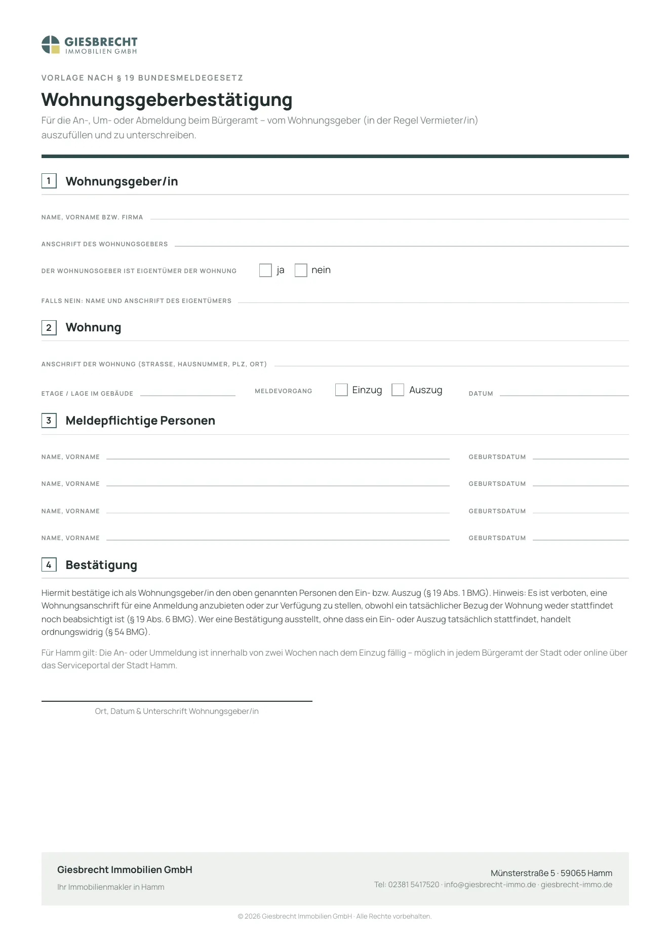 Vorschau: Wohnungsgeberbestätigung